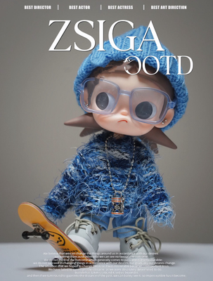 Zsiga娃衣冬季毛衣蓝色系嘎子姐毛绒上衣牛仔裤套装衣服眼镜帽子