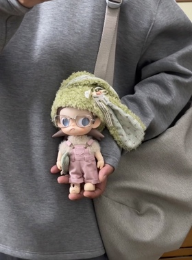 zsiga娃衣粉色背带裤套装冬季毛绒帽子可爱玩偶换装衣服背带裤