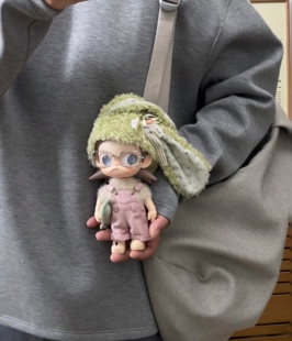 zsiga娃衣粉色背带裤套装冬季毛绒帽子可爱玩偶换装衣服背带裤