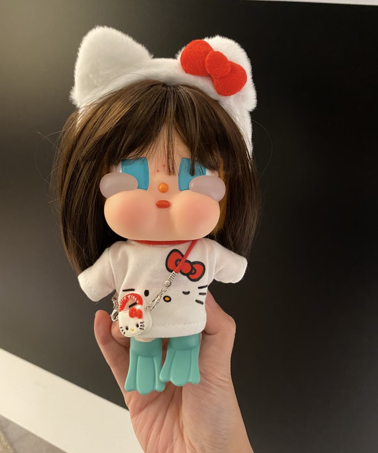 CRYBABY哭娃假发咕噜咕噜头发换装kt发箍T恤包包套装萌趣奶喵可爱