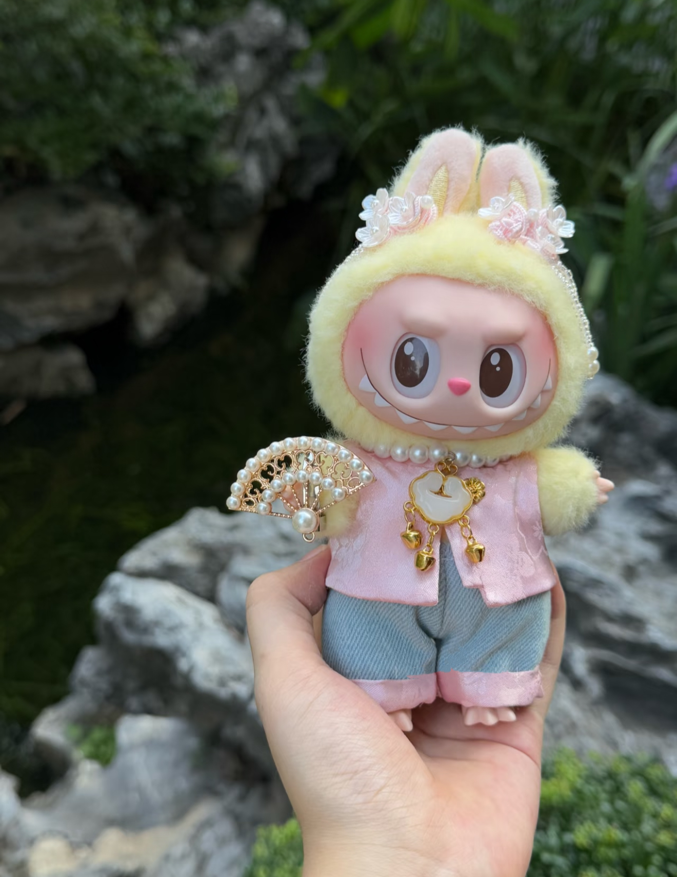 新中式套装玩偶衣服国风衣服布布穿搭娃衣通用套装项链粉色外套