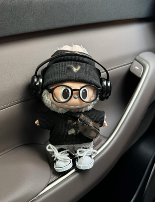 娃衣酷酷连帽卫衣17cm拉布布搪胶黑色衣服一二代公仔挂件替换装