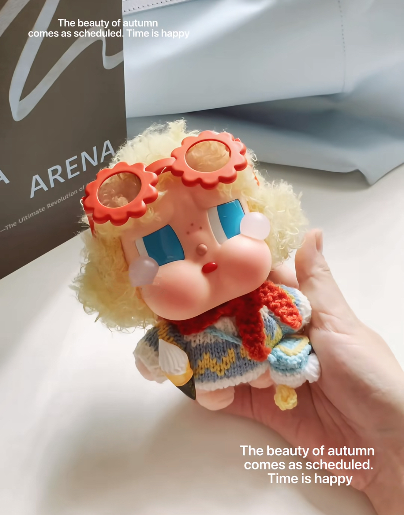 Crybaby娃衣毛衣黄色系穿搭搪胶公仔挂件手工娃衣哭娃针织包包