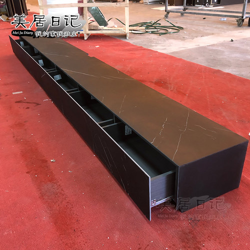 黑白根岩板电视柜 包破损定制仿真火加湿壁炉3米储物柜定制极简风