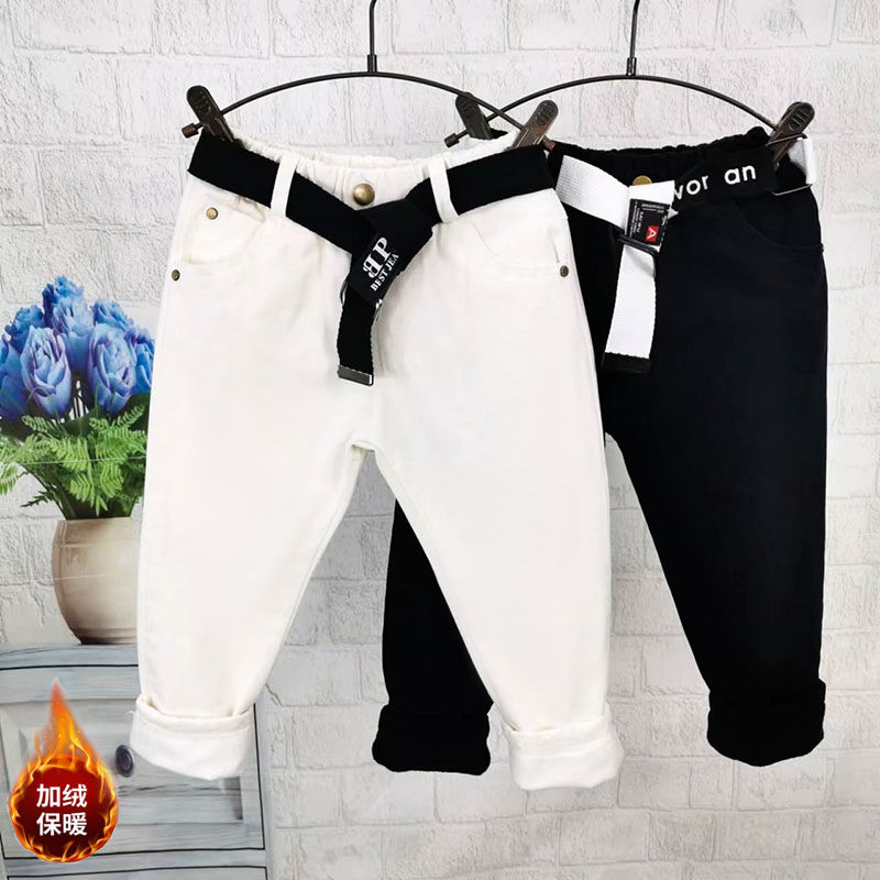 儿童裤子男童白色校服秋冬休闲西裤黑色春秋款幼儿园学生加绒校裤
