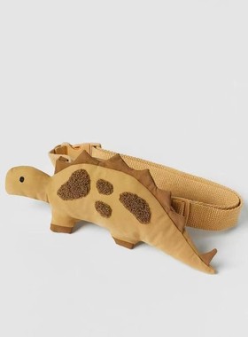 Z家新款勾毛绣花迷你黄色小恐龙腰包儿童可爱动物婴童宝宝斜跨包