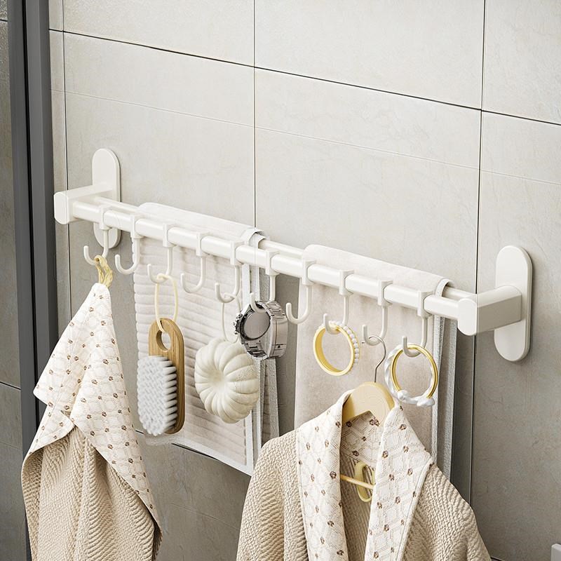 适用白色免打孔太k空铝毛巾挂钩卫生间厕所浴室太空铝挂衣钩排钩