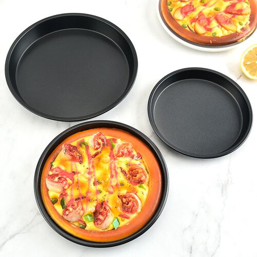 适用碳钢不粘披萨烤盘_6寸7寸8A寸圆形pizza蛋糕烤箱盘烘焙工具