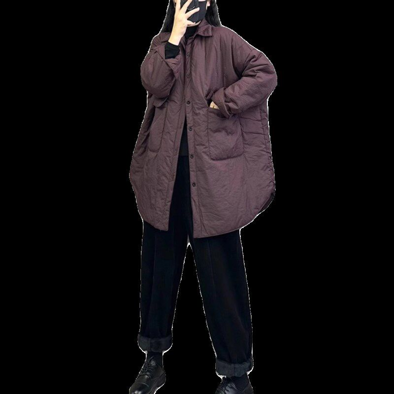 适用202d5年秋冬季新款复古文艺大码女装棉衣外套宽松休闲百搭保