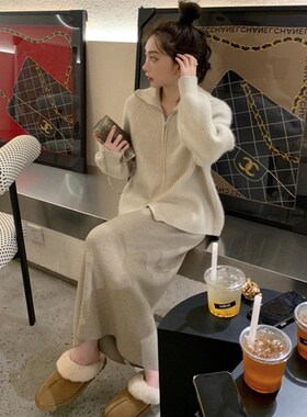 适用法国Rixfo Rane一见倾心羊毛针织半身裙女直筒a字羊绒裙高