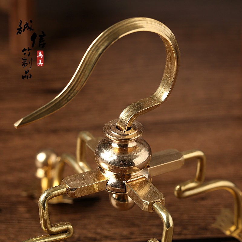 适用红子笼靛颏十三太保铜钩四爪黄铜盖板绣眼红子靛X颏鸟笼钩子