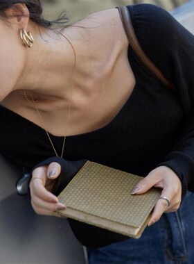 适用法国Rixo Rane 颜值敲赞法式复古方领Q针织衫修身显瘦内搭