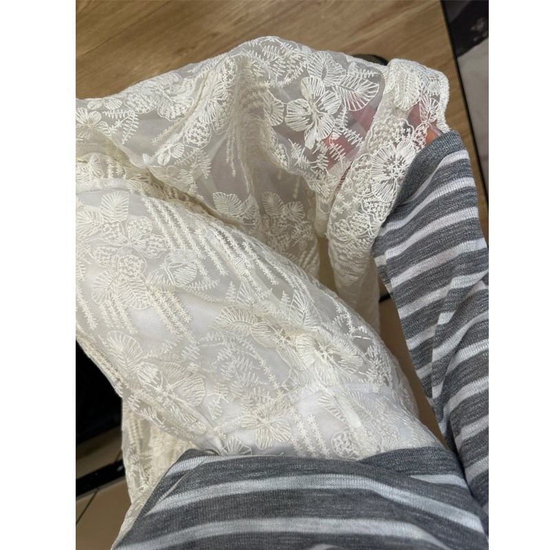 适用蕾丝刺绣g拼接半身裙女夏季薄款胖妹妹mm高腰显瘦遮胯中长款a