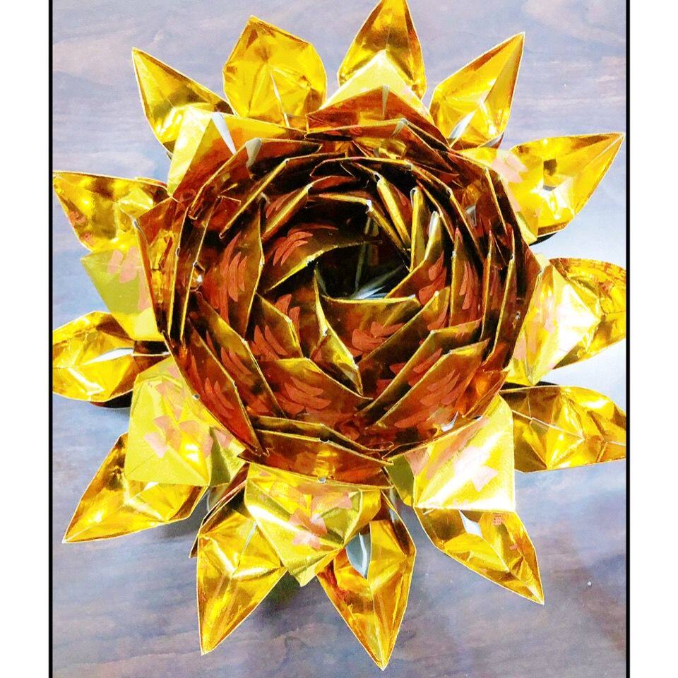 九品莲花纸纯手工金莲花七彩莲花金箔纸莲花座七彩纸【成品发货】