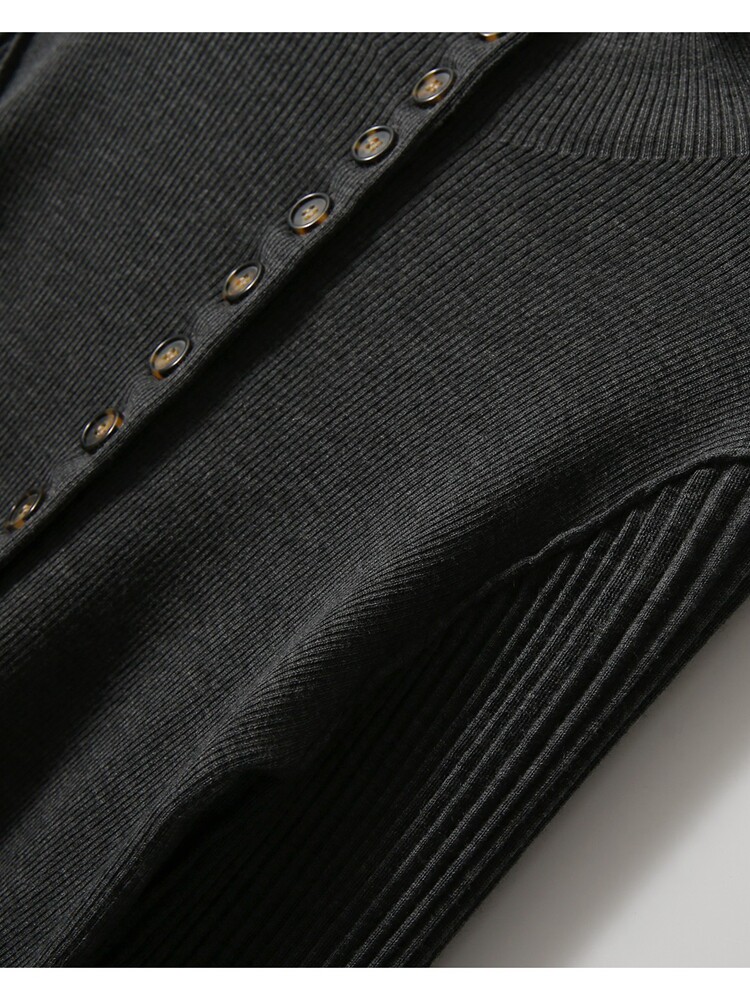 프렌치스타일&가디건 레트로팰리스스타일 버튼플라켓 신축성있는 핏스트립 플리츠소매 슬리밍