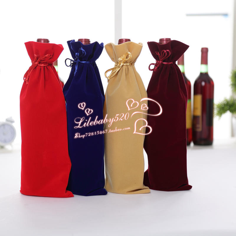 高档加厚红酒袋 绒布束口红酒袋子礼品袋手提葡萄酒袋包装袋定制