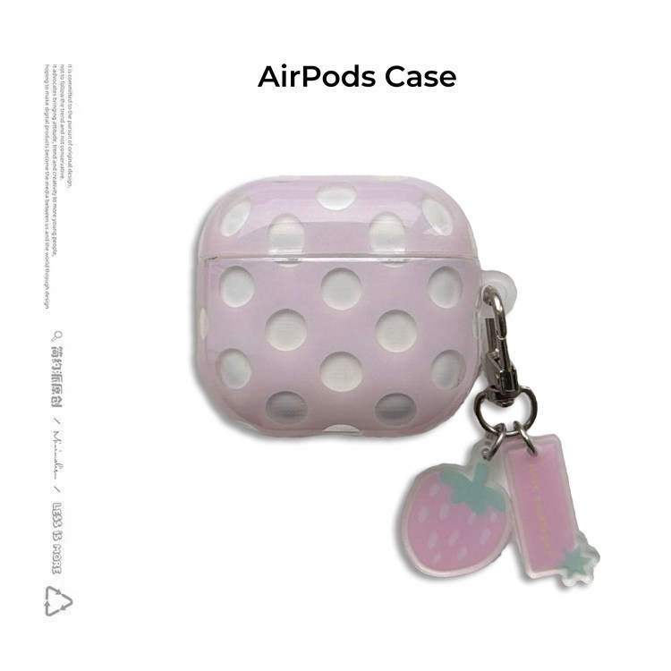 简约派适用奶粉波点草莓airpods4保护套airpod3苹果pro2耳机壳二代无线蓝牙1第三代2代airpodpro四可爱少女萌