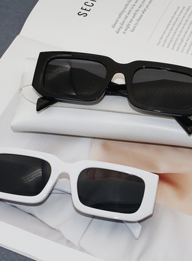 网红ins复古方框白色太阳镜