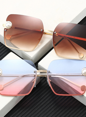 圆脸镶钻珍珠明星款女士太阳镜