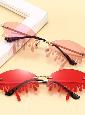 无框水滴墨镜女网红款太阳眼镜