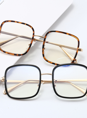 防辐射近视眼镜女韩版潮抗蓝光疲劳眼镜框网红大框电脑平光眼睛男