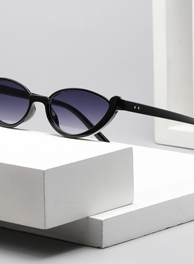 欧美复古下半框猫眼墨镜小脸显瘦