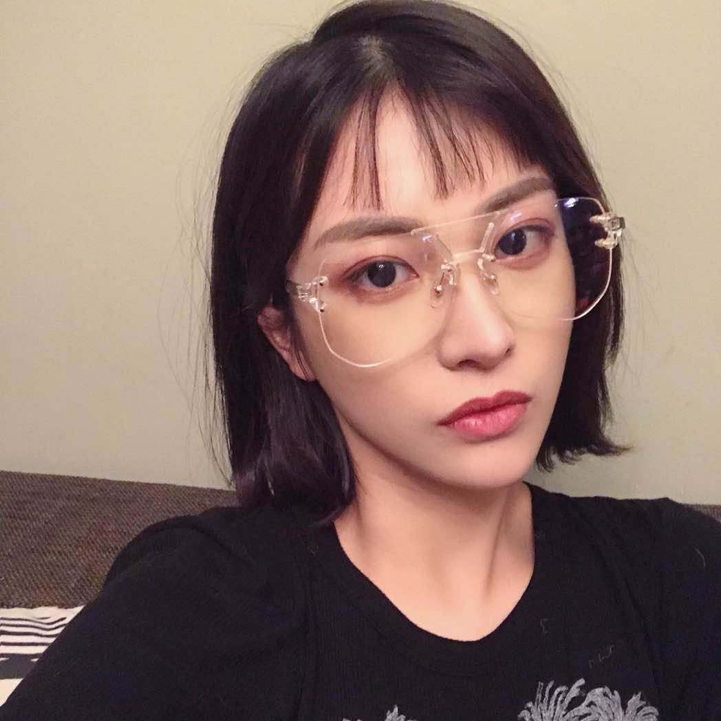 无框墨镜男士潮人透明眼镜新款大框眼睛女网红款多边形个性太阳镜
