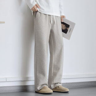 高端垂感毛呢抗皱卫裤男加绒保暖西裤2025新款宽松简约百搭休闲裤