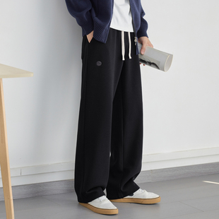 男士 宽松通勤裤 加绒保暖休闲裤 新款 子 2025冬季 极简风百搭直筒卫裤