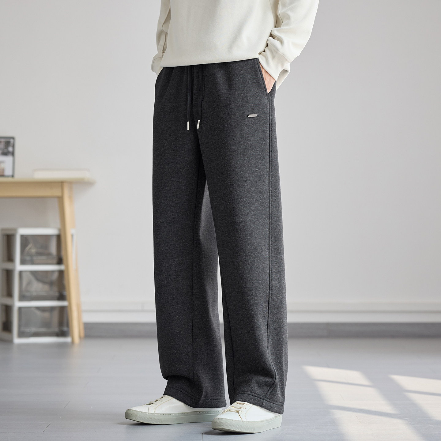 高品质空气层直筒卫裤男羊毛混纺保暖裤子2025新款宽松百搭休闲裤,男装,卫裤,淘宝优惠券,粉丝福利购,淘宝优惠卷