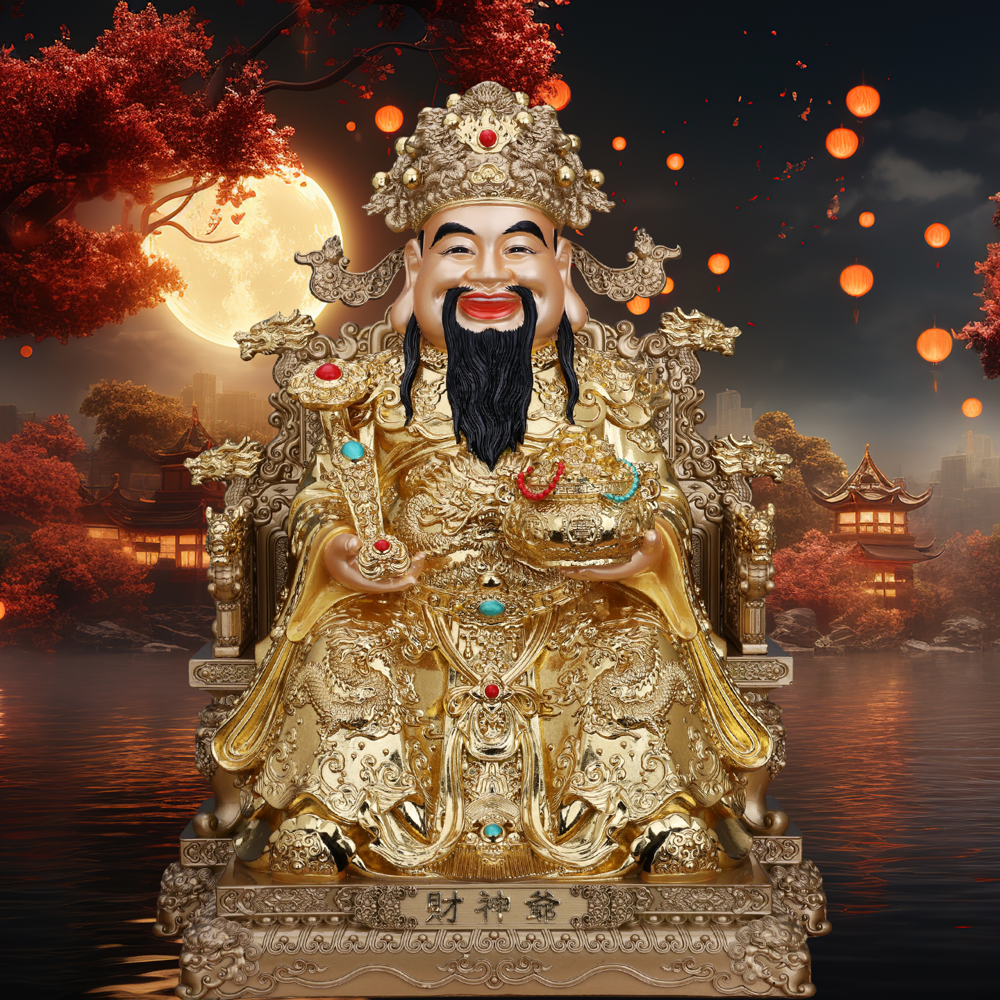 金色财神爷树脂摆件家用供奉招财范蠡客厅玄关文财神神像如意聚宝