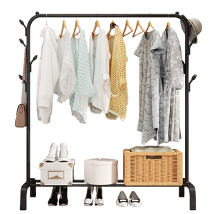 简易晾衣架落地家用折叠阳台卧室挂衣架晒衣服衣帽架双杆式收纳架