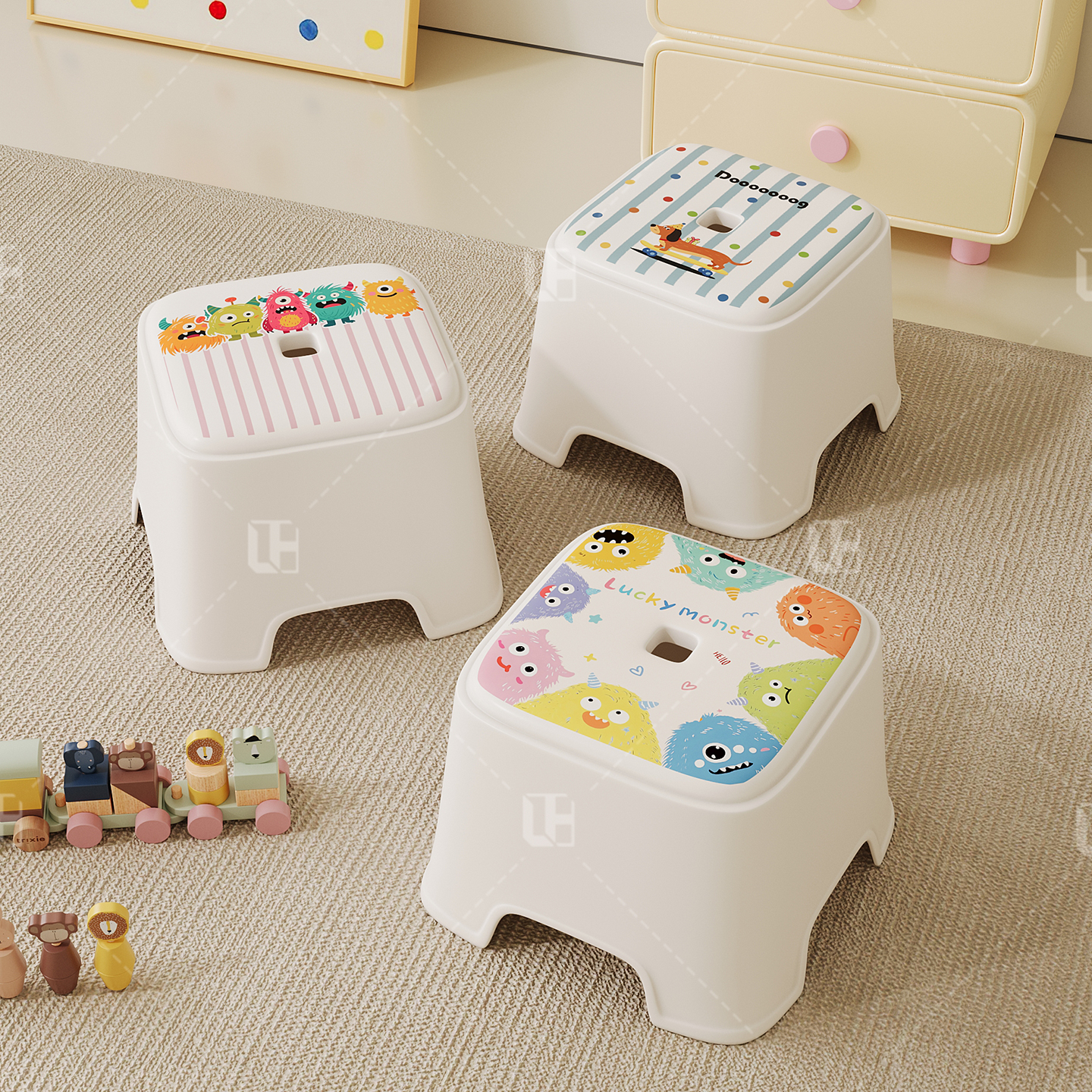 小凳子矮凳塑料儿童卡通椅子加厚耐用脚踏凳浴室防滑家用客厅板凳