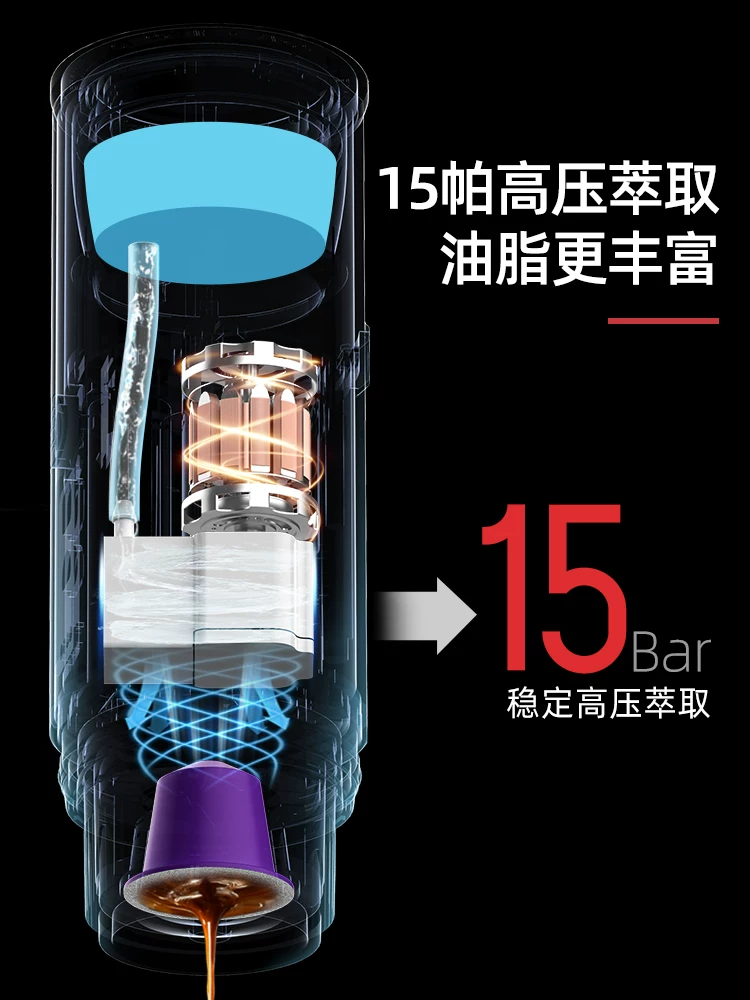 Automatic handheld coffee machine, concentrated extract, capsule, fully automatic