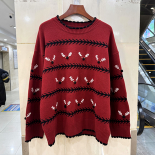 651 重工刺绣花圣诞款 欧货冬装 时尚 休闲羊毛羊绒毛衣 2025新款 240