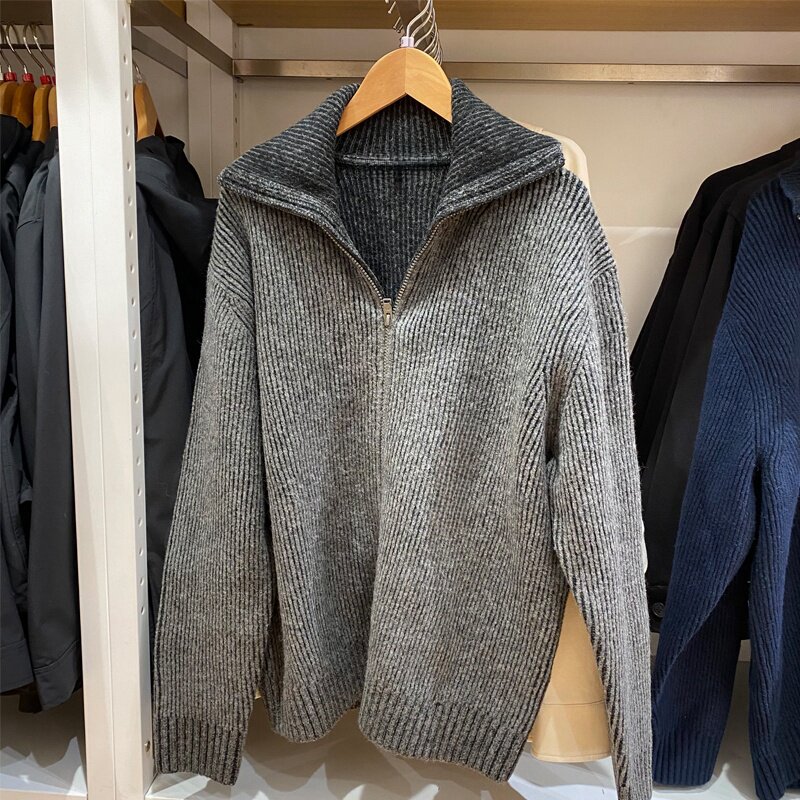 남성|여성 수플레 골지 지퍼 스웨터 가디건 스웨터 스웨터 겨울 코트 E471993