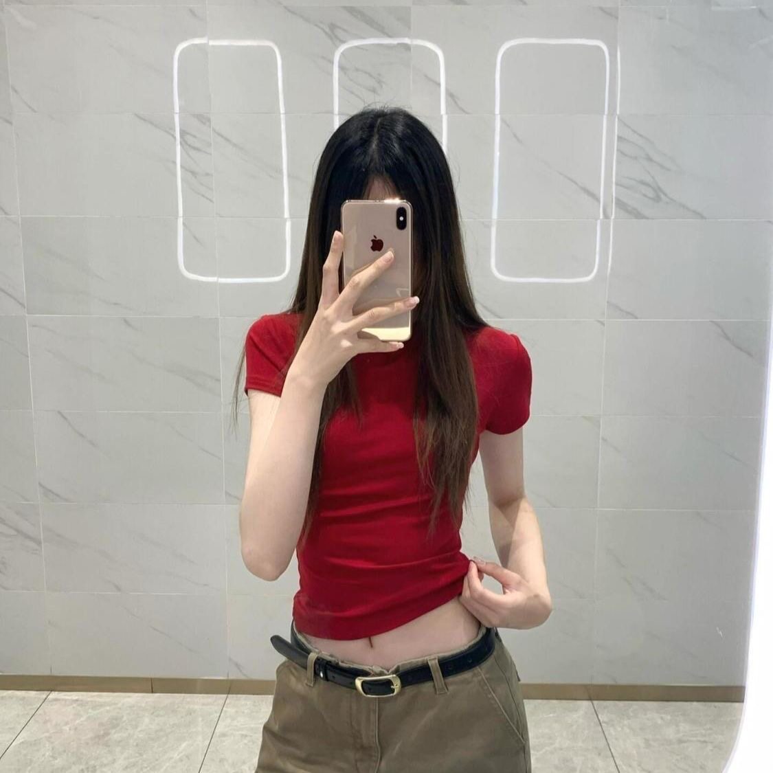 基础款白色短袖T恤女夏季修身显瘦正肩上衣美式辣妹内搭打底小衫t