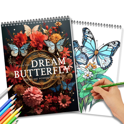 绘画填色本成人解压DIY着色画画图本幻想蝴蝶涂鸦儿童创意涂色书