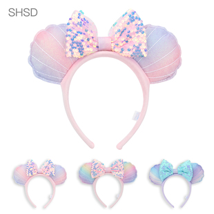 乐园游玩发箍儿童成人可爱发卡女孩亮片蝴蝶结party头发饰 新品