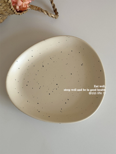 泼墨墨点陶瓷盘西餐仪式 北欧风格 感餐盘平盘简约家用菜肴沙拉盘