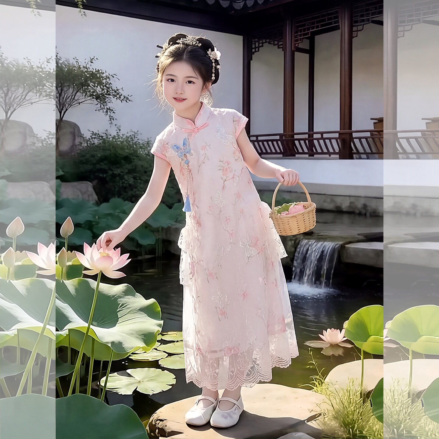 女童旗袍裙气质高级生日演出礼服