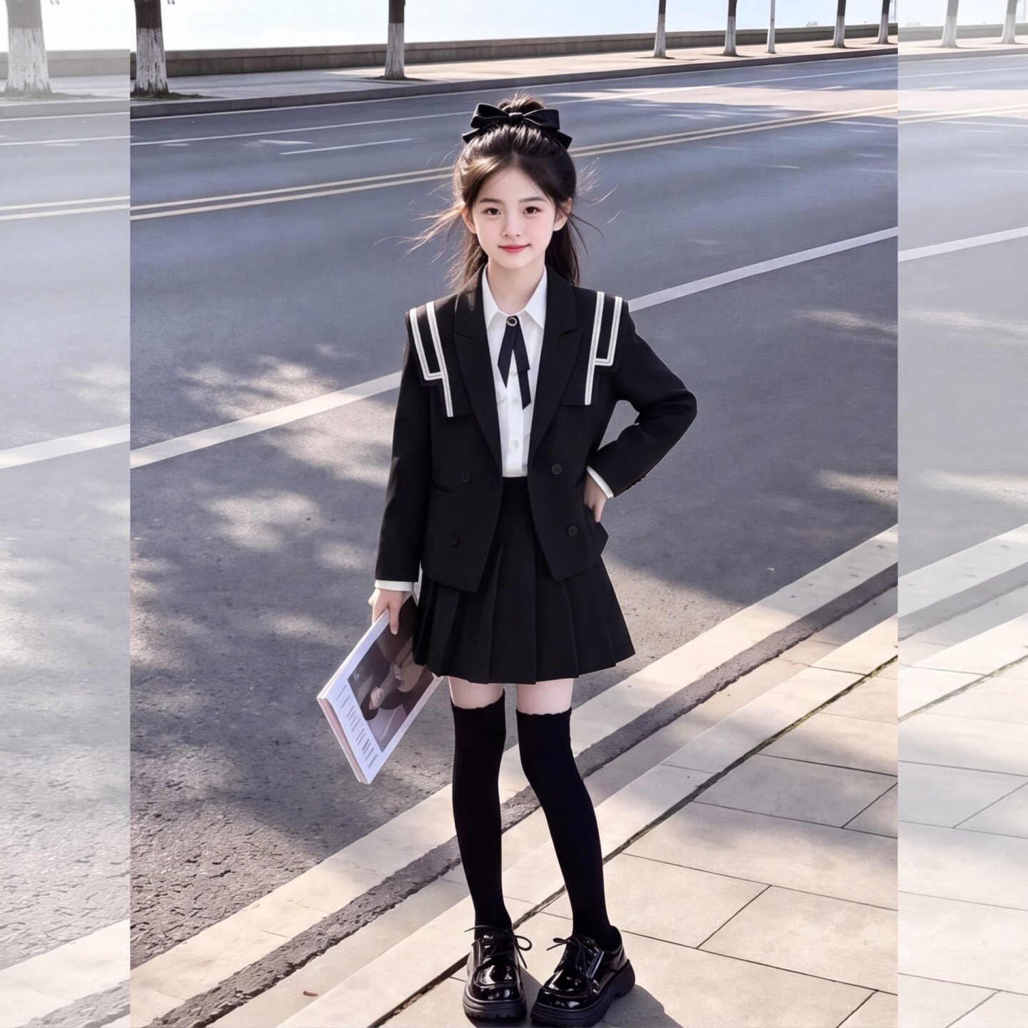 女大童秋季套装2026年学生黑色西