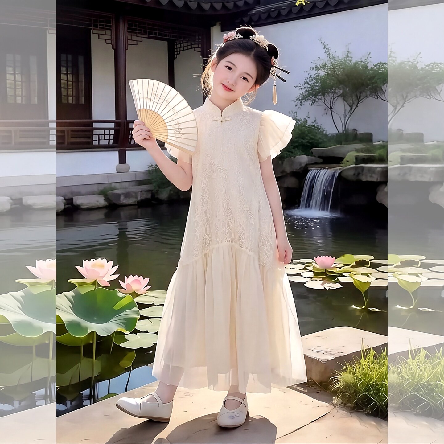 女童连衣裙2026新款夏季小飞袖立