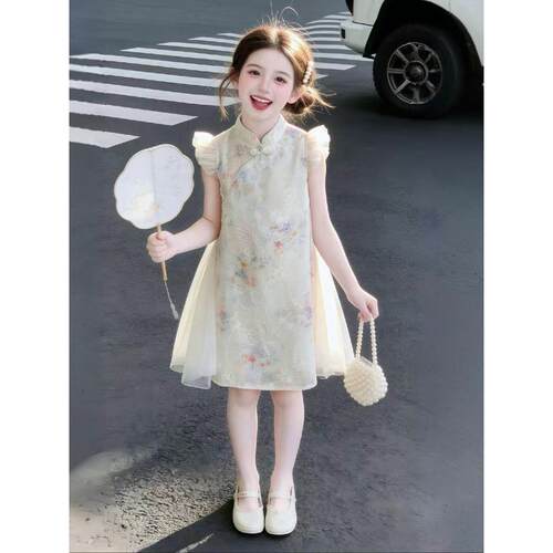 亲子女童夏季旗袍裙2026新款儿童洋气小女孩新中式国风绘画连衣裙
