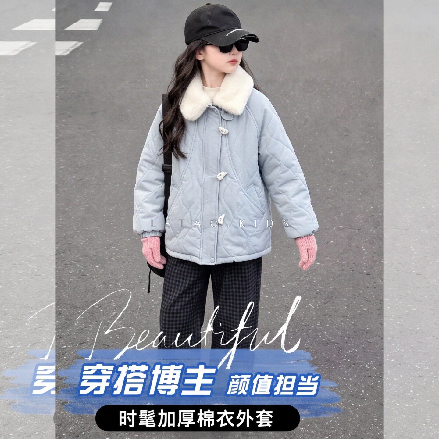 女童冬季加厚保暖棉服外套新款