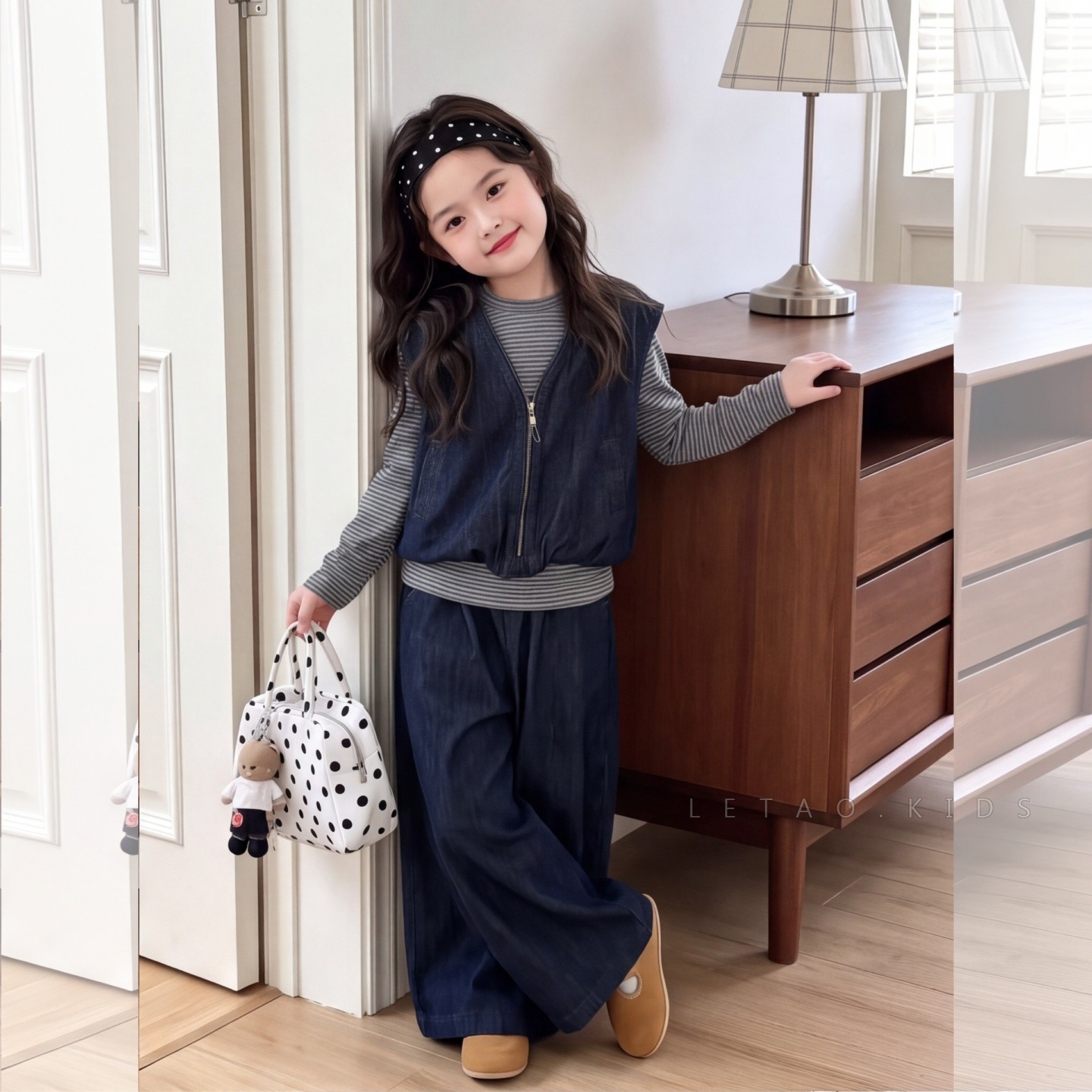 女童秋季韩系马甲打底裤三件套