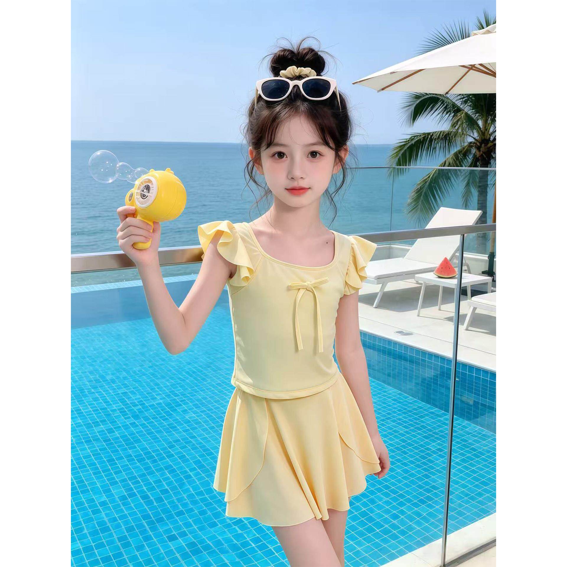 女童泳衣2026夏季新款荷叶边裙式儿童分体游泳衣小女孩巨好看泳装