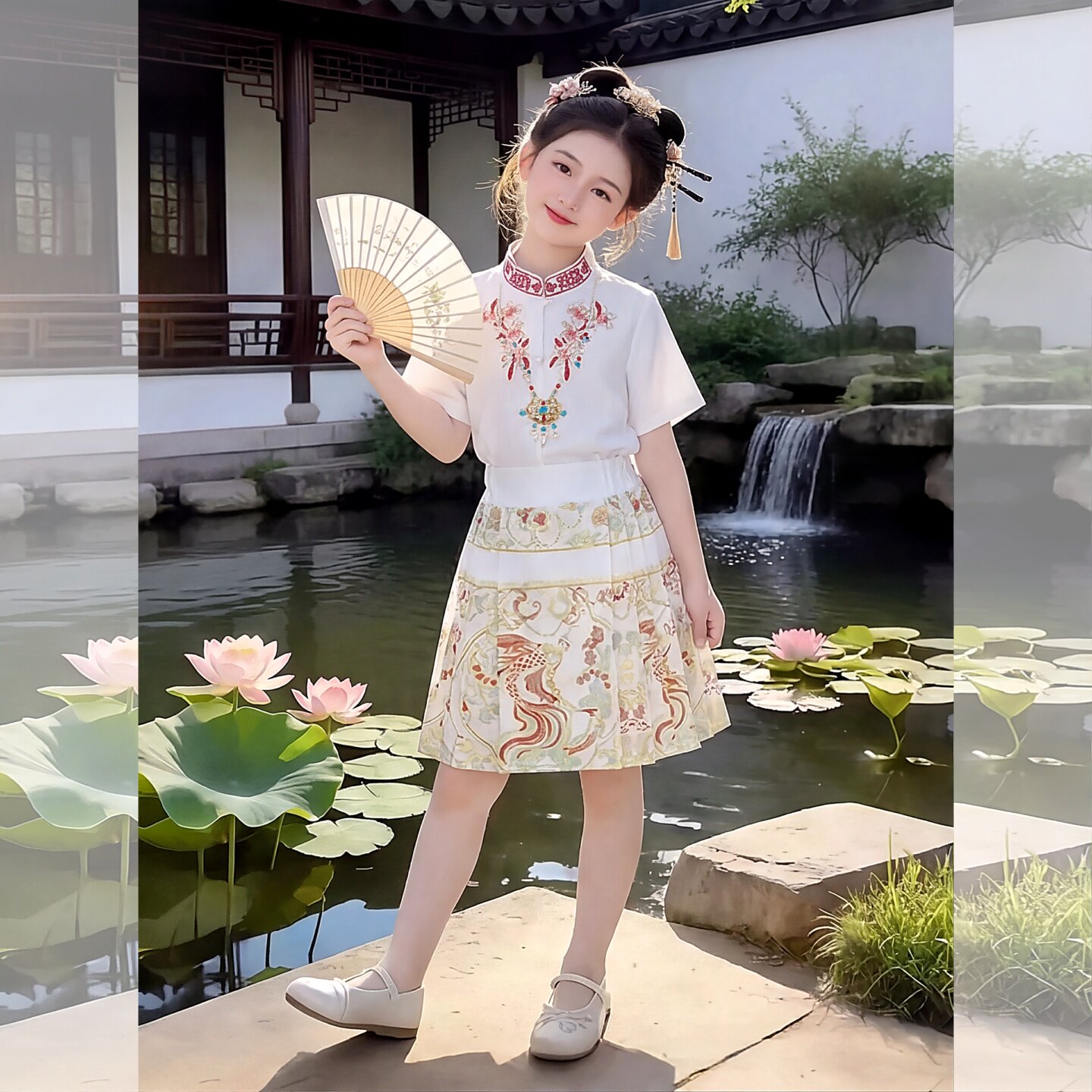 马面裙套装2026新款女童织金套装