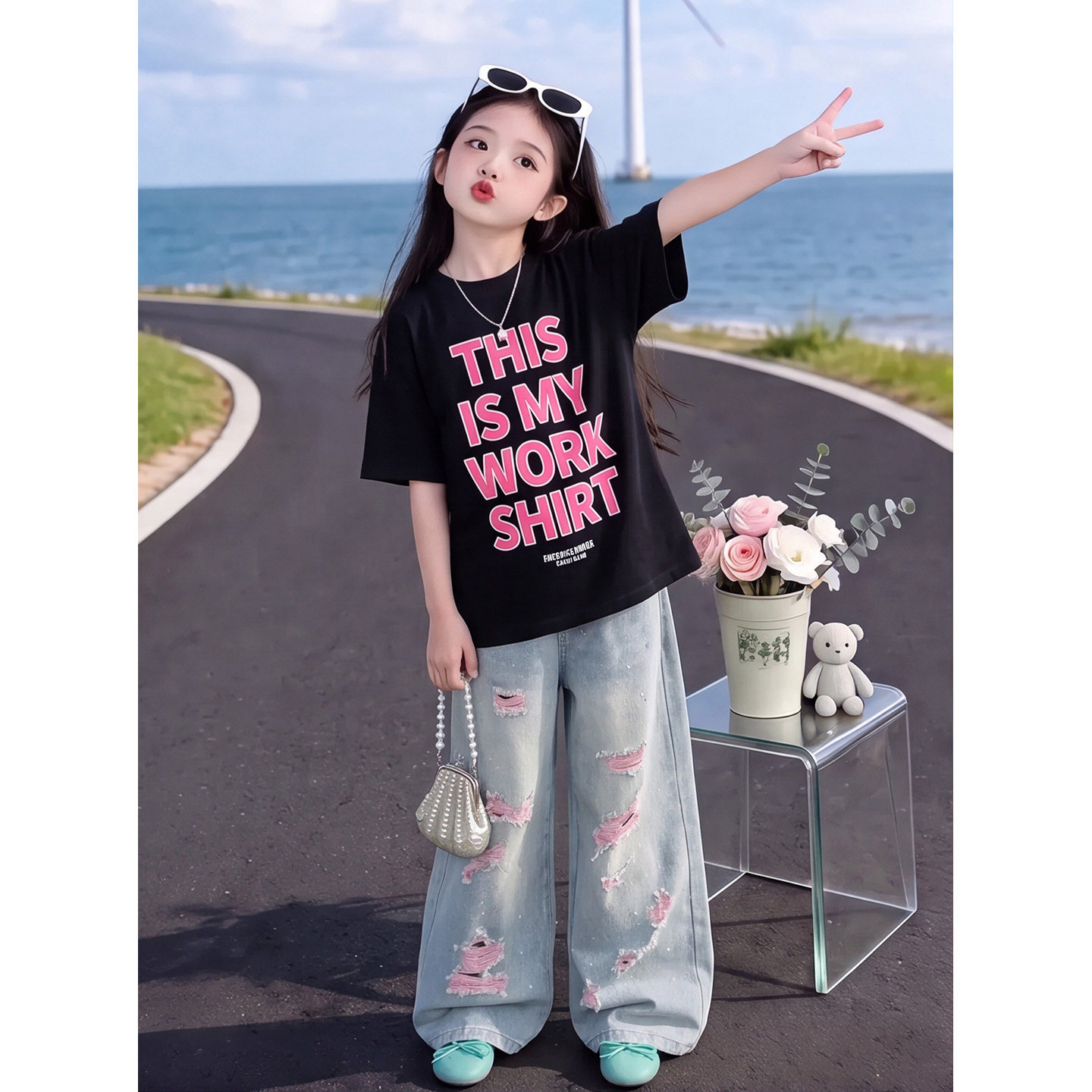 女童夏季套装2026新款洋气儿童小