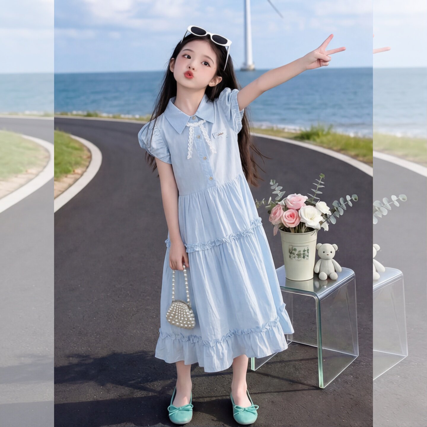 女童夏季2026新款韩版学院风公主